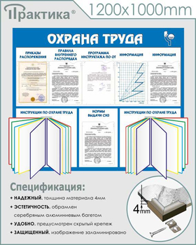 С96 Стенд охрана труда (с двумя перекидными системами) (1250х1000 мм, пластик ПВХ 3 мм, алюминиевый багет серебряного цвета) - Стенды - Стенды по охране труда - Магазин охраны труда ohranatruda-shop.ru